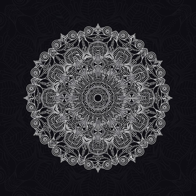 bloemen mandala ontspanningspatronen uniek ontwerp met zwarte achtergrond Hand getrokken patroon