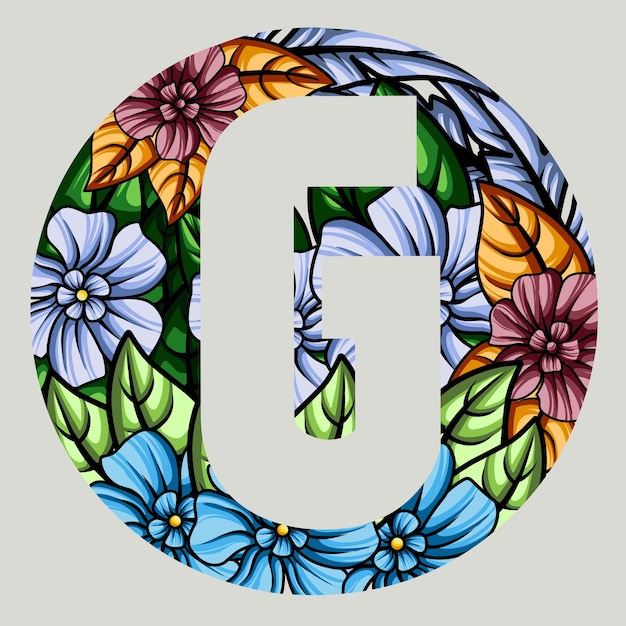 Vector bloemen monogram alfabet illustratie vectorontwerp