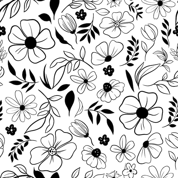 Vector bloemen naadloos patroon bloemen vorm vector full color doodle plat