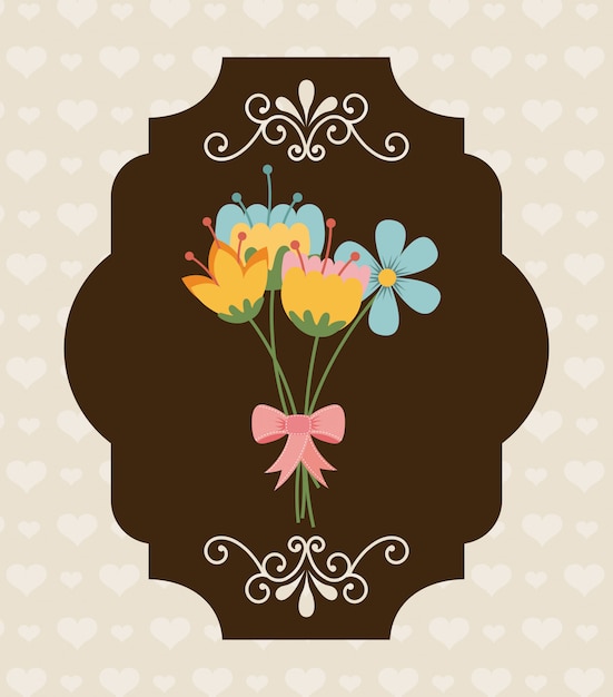 bloemen ontwerp over patroon achtergrond vectorillustratie