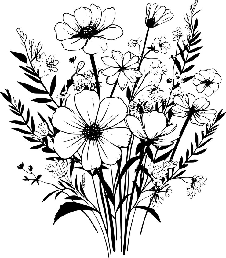 Vector bloemen op witte geïsoleerde achtergrond botanische illustratie