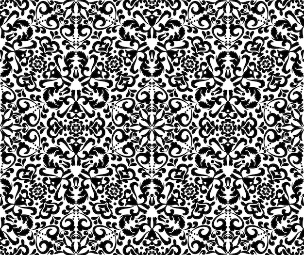 Vector bloemen ornament naadloos patroon elegante patroon achtergrond zwart-wit monochroom patroon