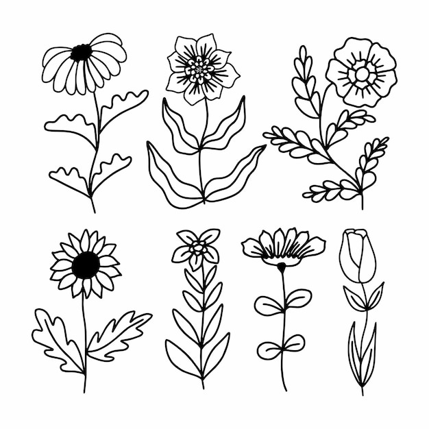 Bloemen overzicht set vector bundel