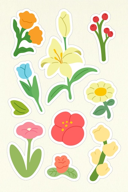 Vector bloemen pack sticker