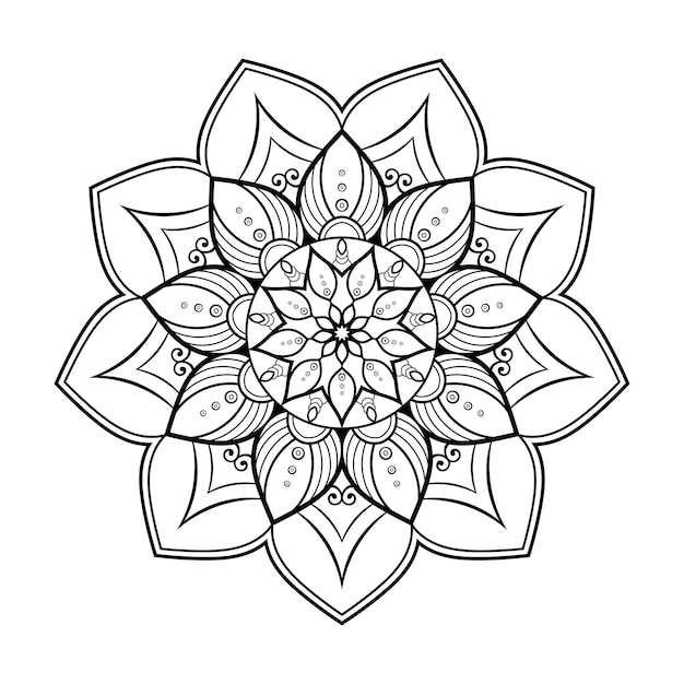 Bloemen sierpatroon mandala voor kleurplaat