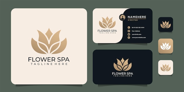 bloemen spa blad luxe gouden bloem logo symbool elementen