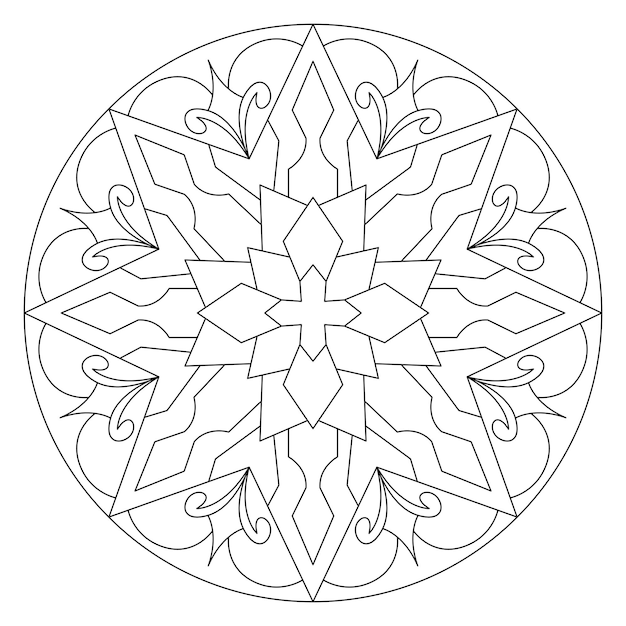 Bloemen ster mandala ontwerp kleurplaat voor volwassenen