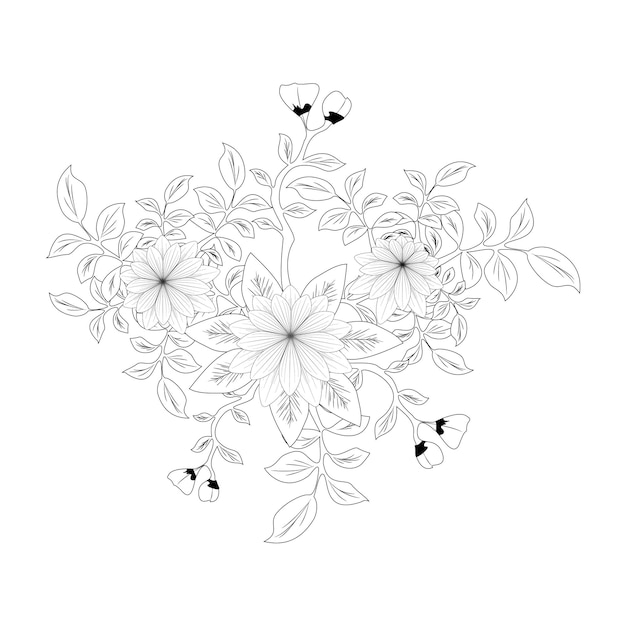 bloemen tekenen en schetsen met lineart bloemenvector in afbeelding