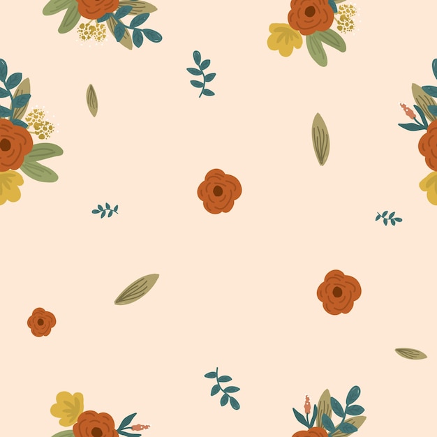 bloemen terracotta naadloze patroon gratis vector