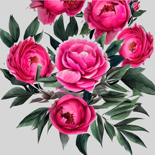Bloemen uitstekend naadloos patroon met roze bloempioenrozen en groene bladeren