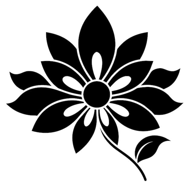 Bloemen vector ornament zwarte kleur silhouet witte achtergrond 61