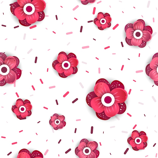Bloemen vector patroon met confetti