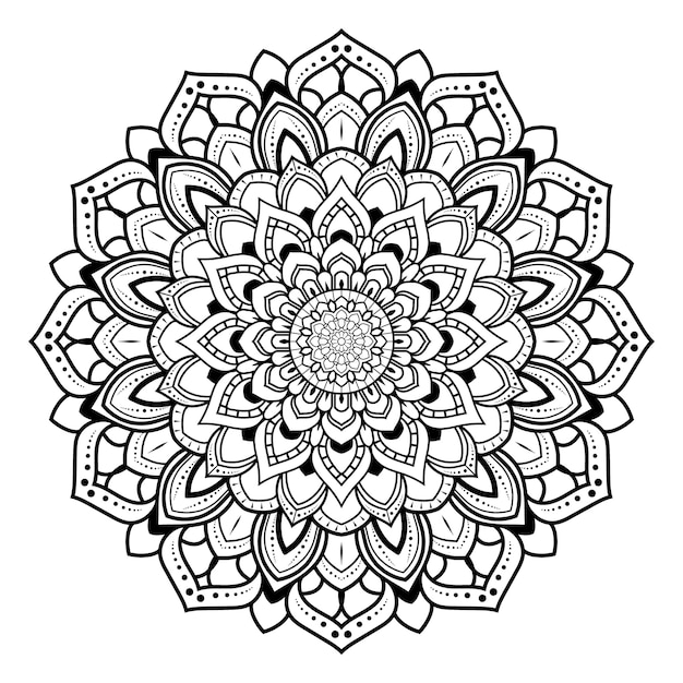 Vector bloemen zwart-wit overzicht sier mandala