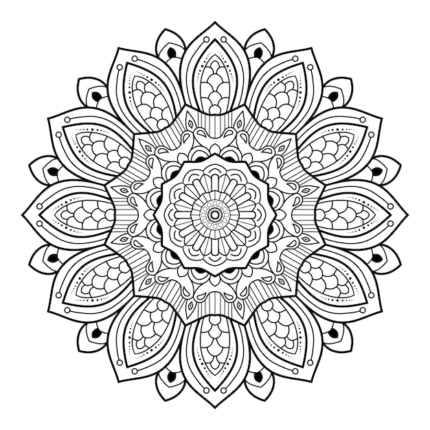 Bloemen zwart-wit overzicht sier mandala