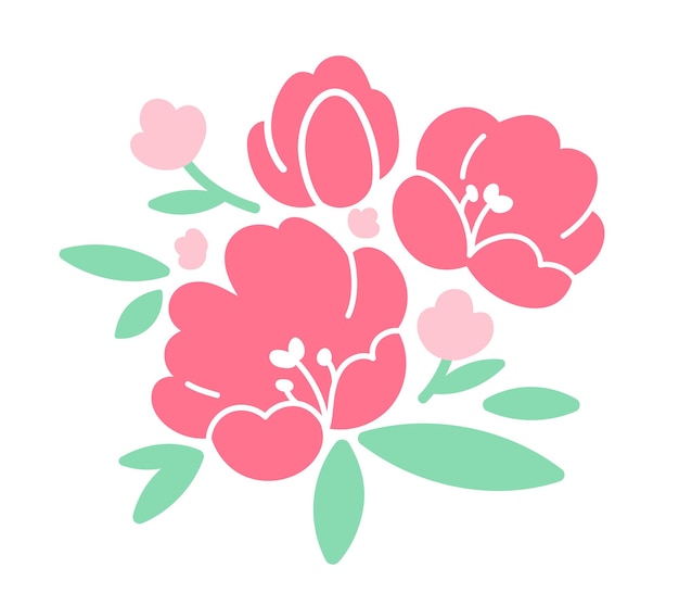 Vector bloemenarrangement van roze bloemen botanische lente vector illustratie
