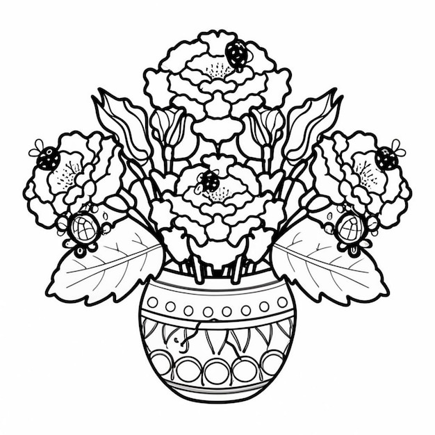 bloemenboeket clipart kleurpagina vector