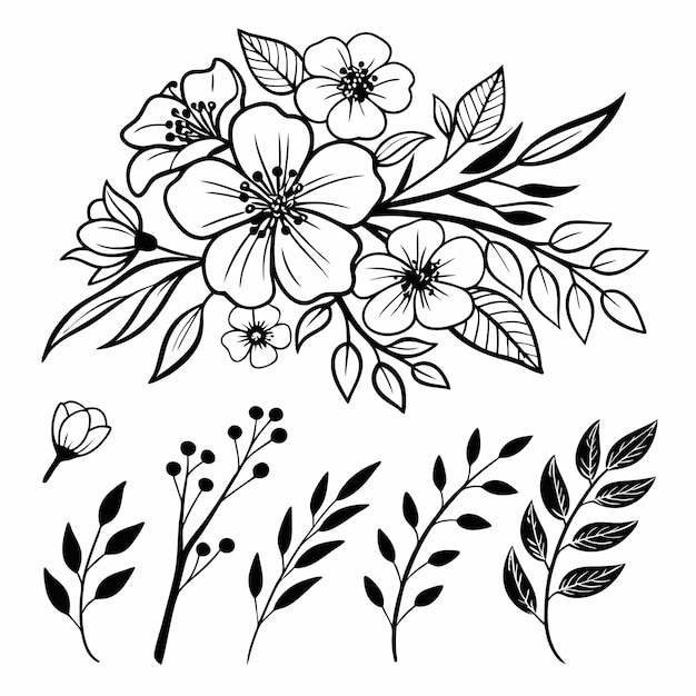 Bloemenboeketlijnkunst
