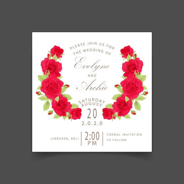 Bloemenhuwelijksuitnodiging met rode roos