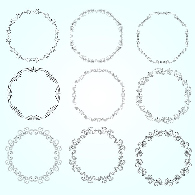 Bloemenkransen grote reeks bloemen ronde frames vector illustratie