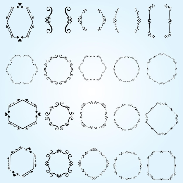 Bloemenkransen grote reeks bloemen ronde frames vector illustratie