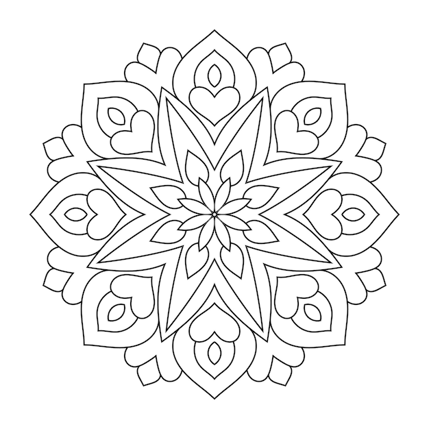 Bloemenmandala in etnische stijl met overzicht voor kleurplaat
