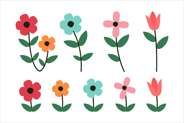 Vector bloemillustratieontwerp met verschillende vormen voorjaarsontwerpthema