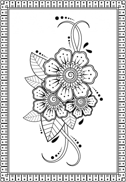 Bloemkader in mehndi-stijl.