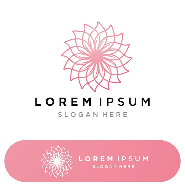 Bloemlogo Het ronde logo Logo van de bloem Gestileerde bloemblaadjes Eenvoudig logo Het merkembleemlogo Mandala Logo boutique Logotype voor schoonheid Logo voor bloemenwinkel