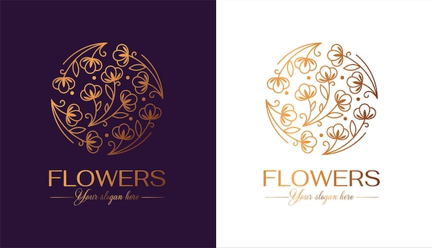 Bloemlogo Katoenen bloem in een cirkel Katoenen bloem Logo in trendy lineaire stijl voor kleding hotelcosmetica-logo