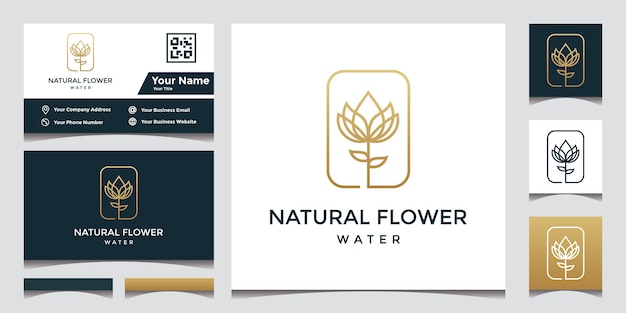 Bloemlogo-ontwerp met elegant visitekaartje