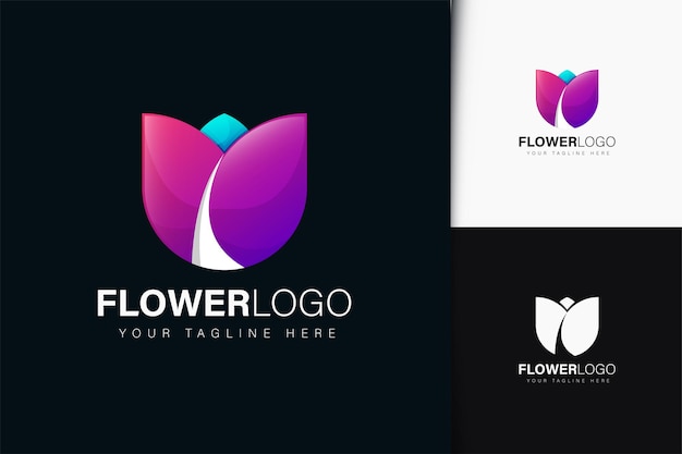 Bloemlogo-ontwerp met verloop