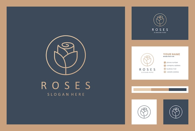 Bloemlogo ontwerpinspiratie met visitekaartje