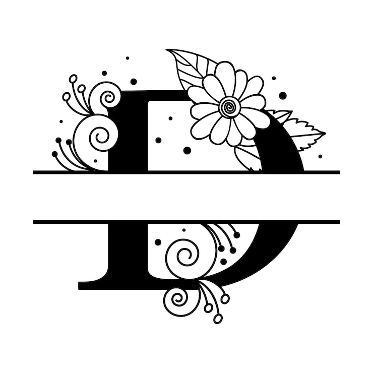 Vector bloemmonogramontwerp vier de schoonheid van de natuur met de bloemletter d