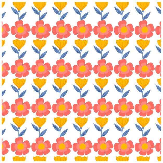 Bloempatroon met roze en gele bloemen