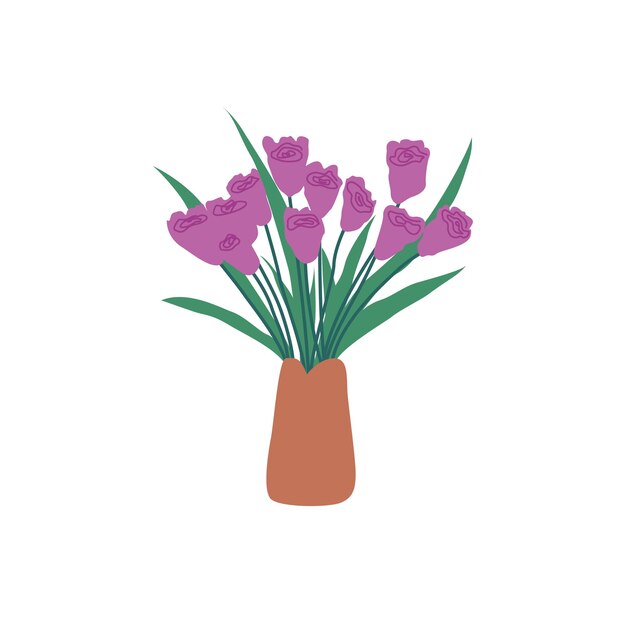 Bloempot plat ontwerp geïsoleerd object Prachtig ontwerp met wilde bloemen