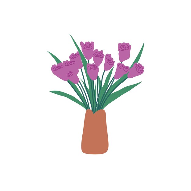 Vector bloempot plat ontwerp geïsoleerd object prachtig ontwerp met wilde bloemen