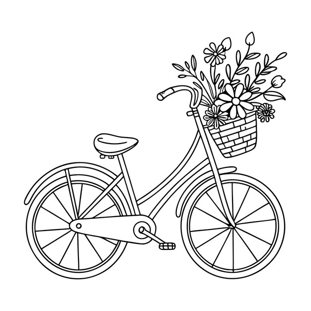 Bloemrondtekening van een fiets