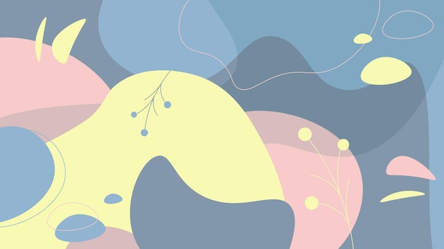 ブログ バナー水彩抽象パステル有機図形の背景