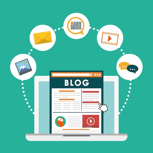 Vettore tema blog, blog e blogglers