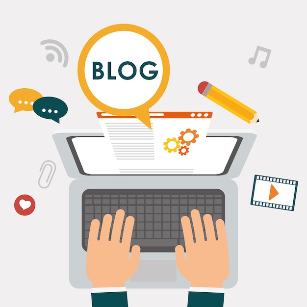 Vector blog, blogging and blogglers theme