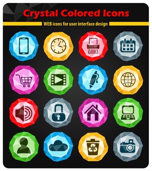 Icone blog su bottoni colorati cristalli