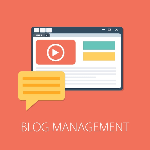 Blog Management concept isolated on pink