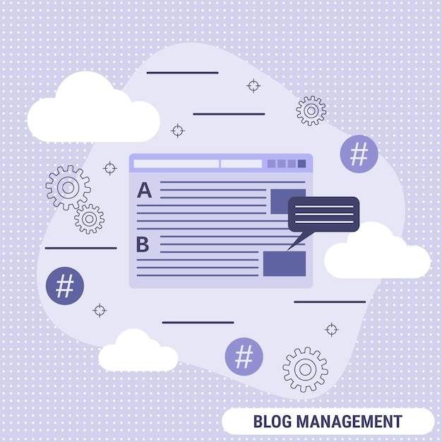 Blog management flat design style vector concept illustration