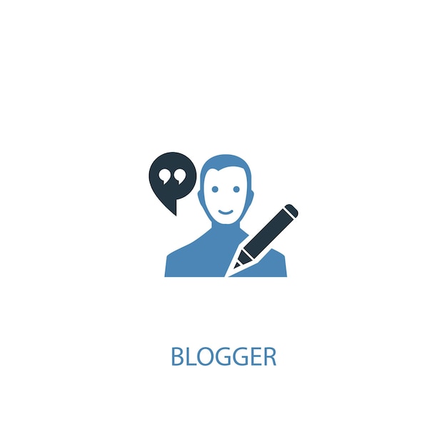 Blogger concept 2 icona colorata. illustrazione semplice dell'elemento blu. disegno di simbolo del concetto di blogger. può essere utilizzato per ui/ux mobile e web