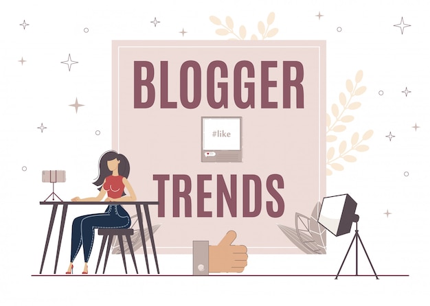 Vector blogger trends voor het verhogen van like op video, post.