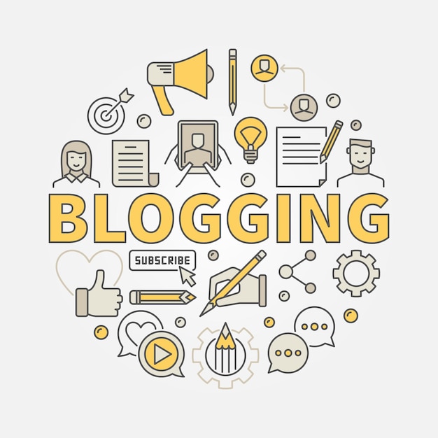 Blogging colorful illustration - vector round banner