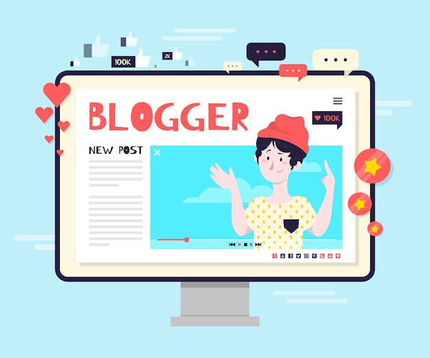 Vettore illustrazione di concetto di blogging