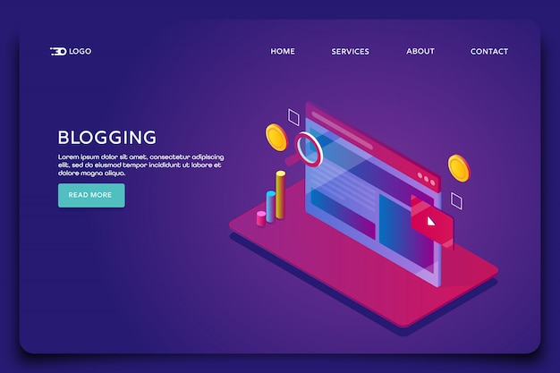 Blogging content landing page template