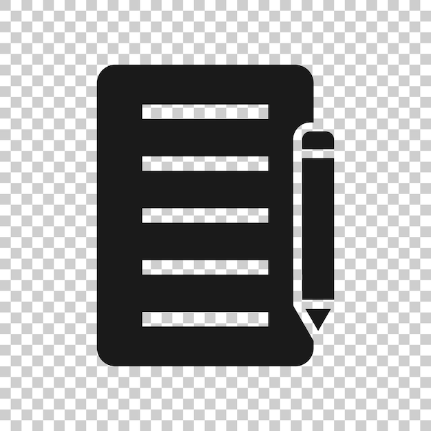 Blogging icon in flat style Document with pen vector illustration on white isolated background Content business concept