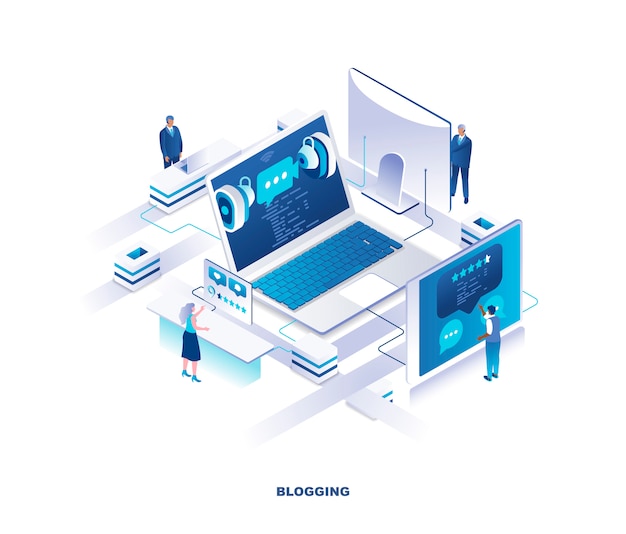 Blogging isometric concept